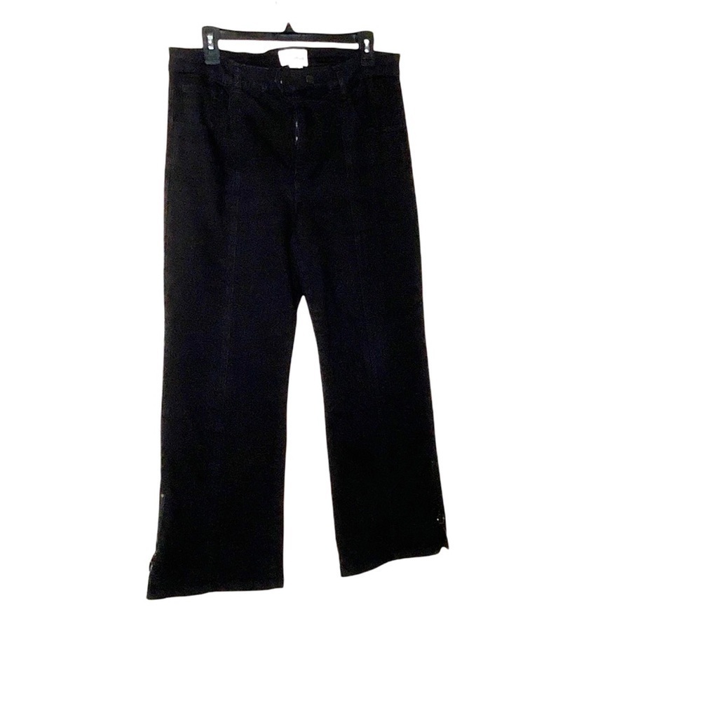 For THE REPUBLIC black relaxed fit denim pants with side hem zippers. Size 12
